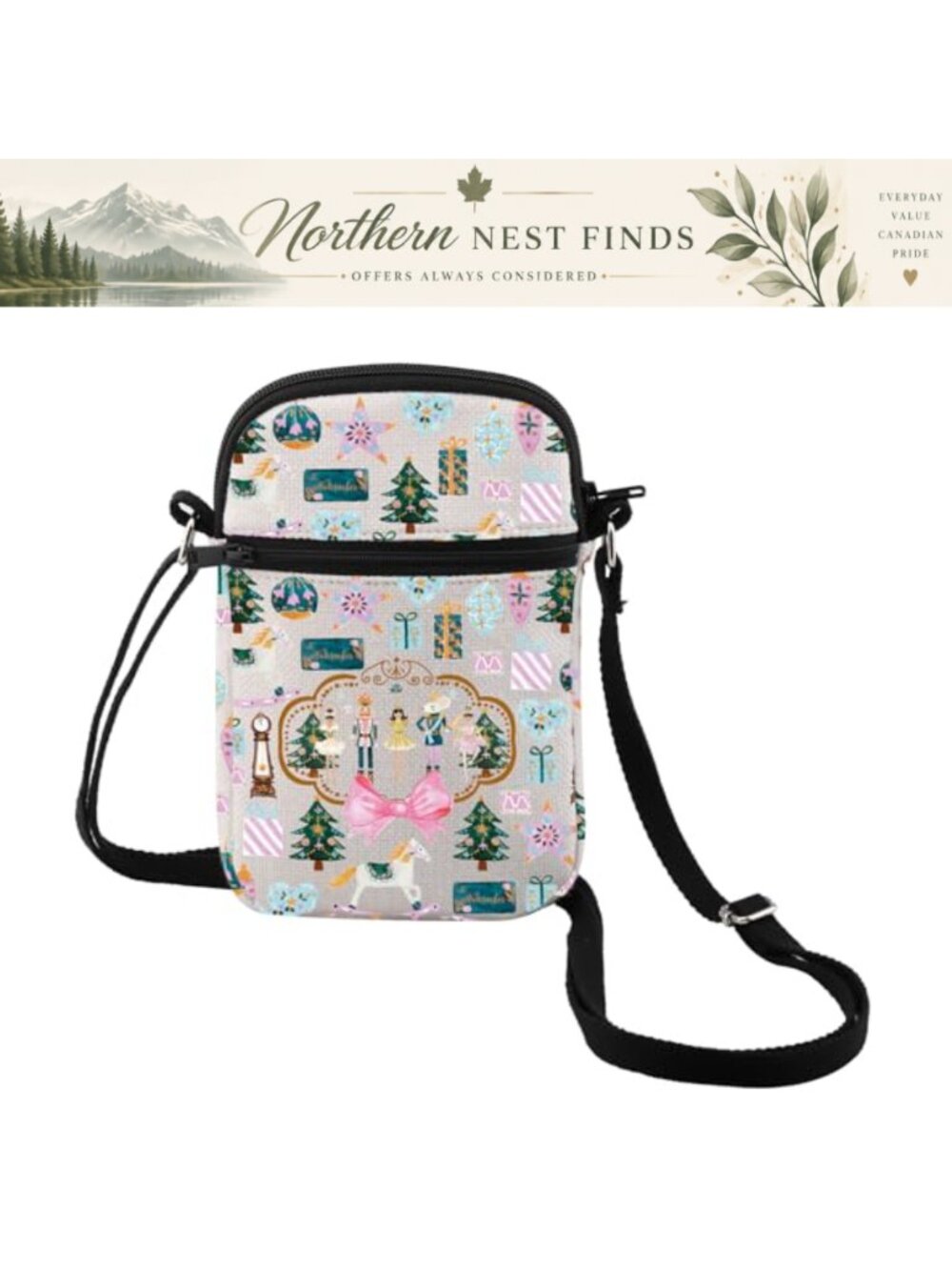 MEIKIUP Nutcracker Crossbody Bag Ballet Dancer Canvas Zipper